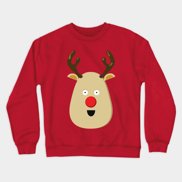 Cute Red Nose Reindeer Xmas Crewneck Sweatshirt by McNutt